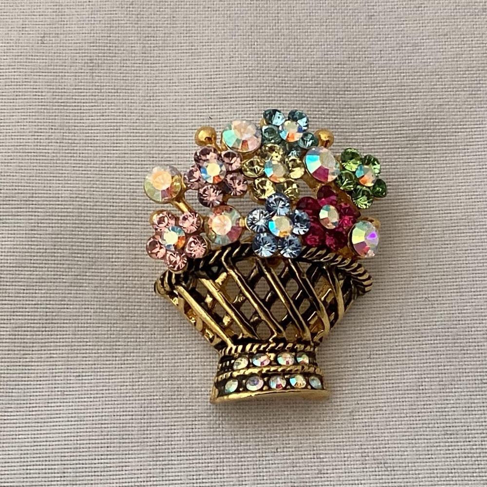 Flowers in a basket brooch